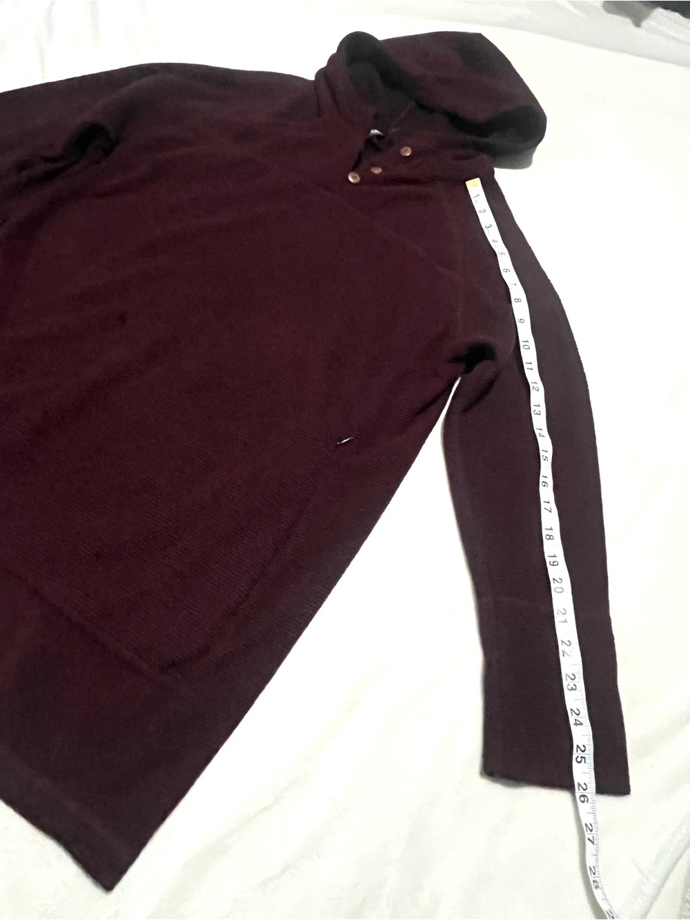 44 Degree North Women’s Hooded Button Pullover Long Sleeve Sweatshirt - Burgundy - Picture 9 of 16